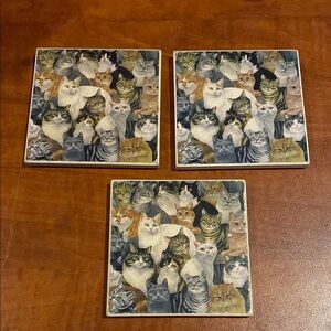 Cat Collage Ceramic Coaster Set of 3
